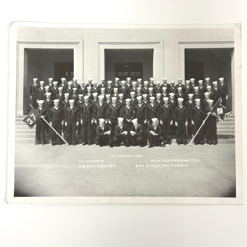 Vintage military photo 11x14 Navy Training Center Company 37 San Diego CA 1953